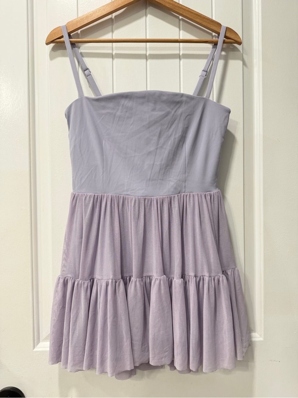 Blogilates Lilac Spaghetti Strap Tiered Mini Dress